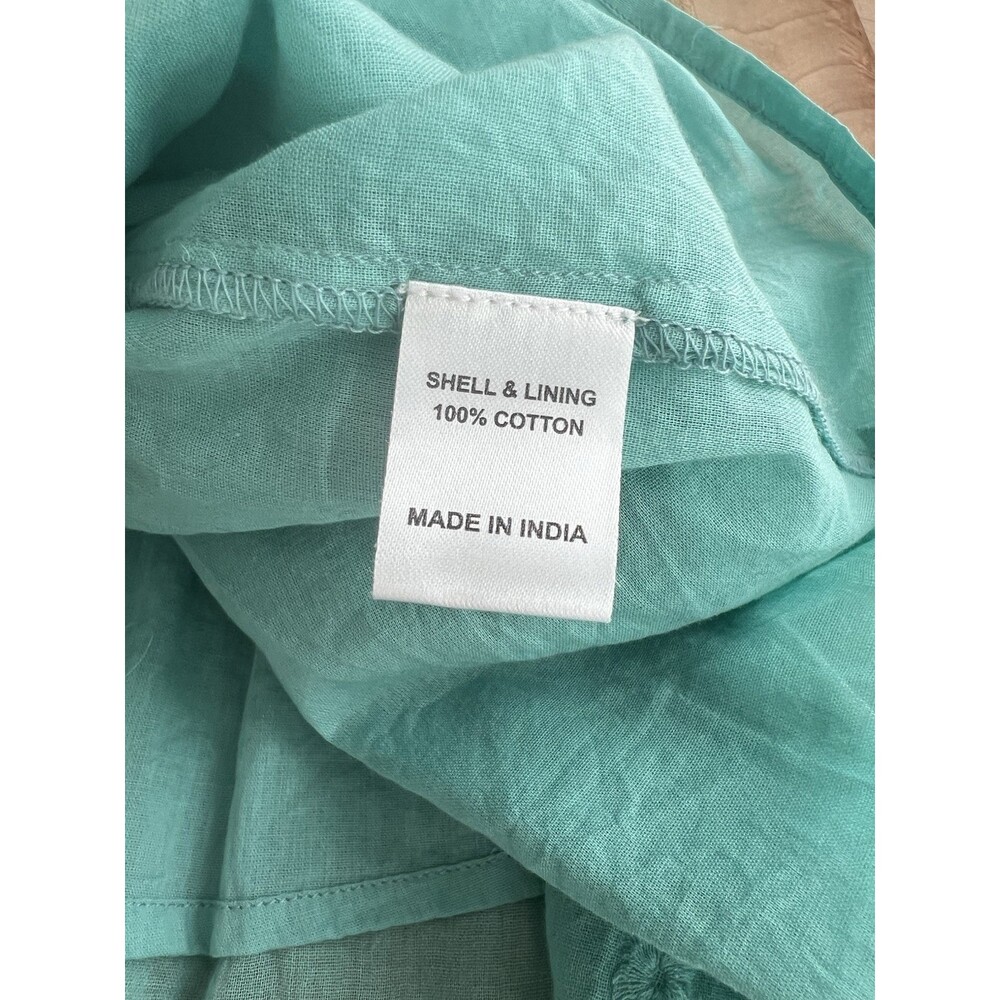 Layerz NWT 100% Cotton Collared Shirt Dress Flowy Gauzy Eyelet Seafoam Green M - Picture 7 of 12